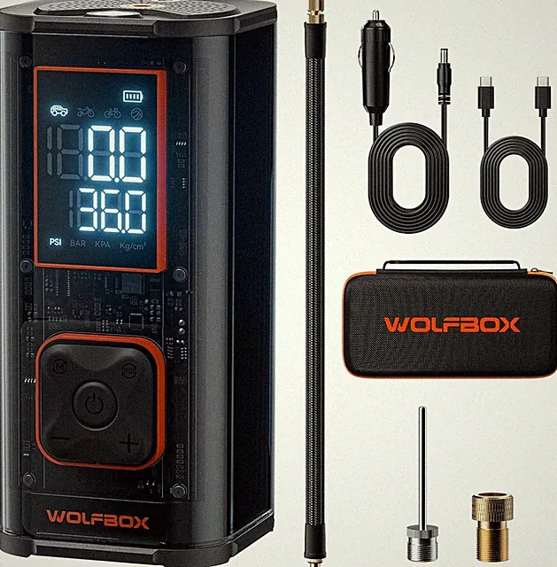 WOLFBOX 150PSI Dual Cylinder Tyre Inflator 58LPM Fast Air Pump 12000mAh Portable