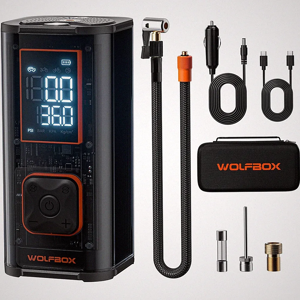 WOLFBOX 150PSI Heavy Duty Tire Inflator Portable Air Compressor,Double- cylin...