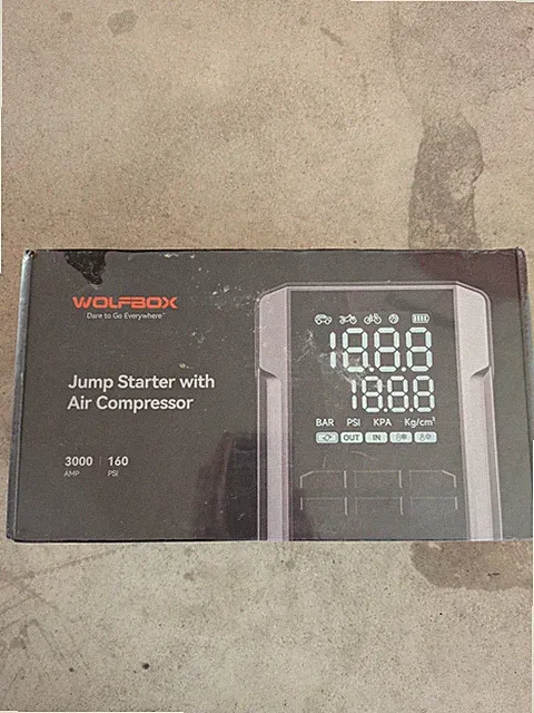 Wolfbox 3000A Jump Starter & 160PSI Tire Inflator Kit Portable Air Compressor