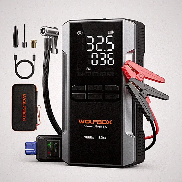 WOLFBOX 4000A Jump Starter 24000mAh Power Bank & 160PSI Air Compressor