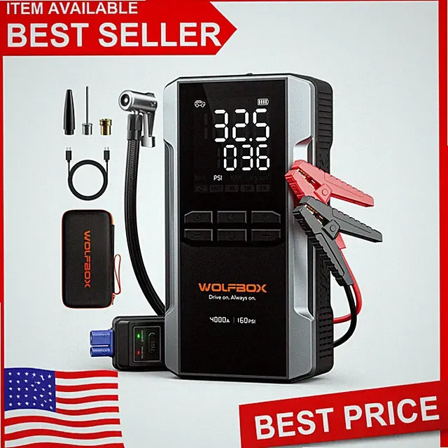 WOLFBOX 4000A Jump Starter w/ 160PSI Air Compressor