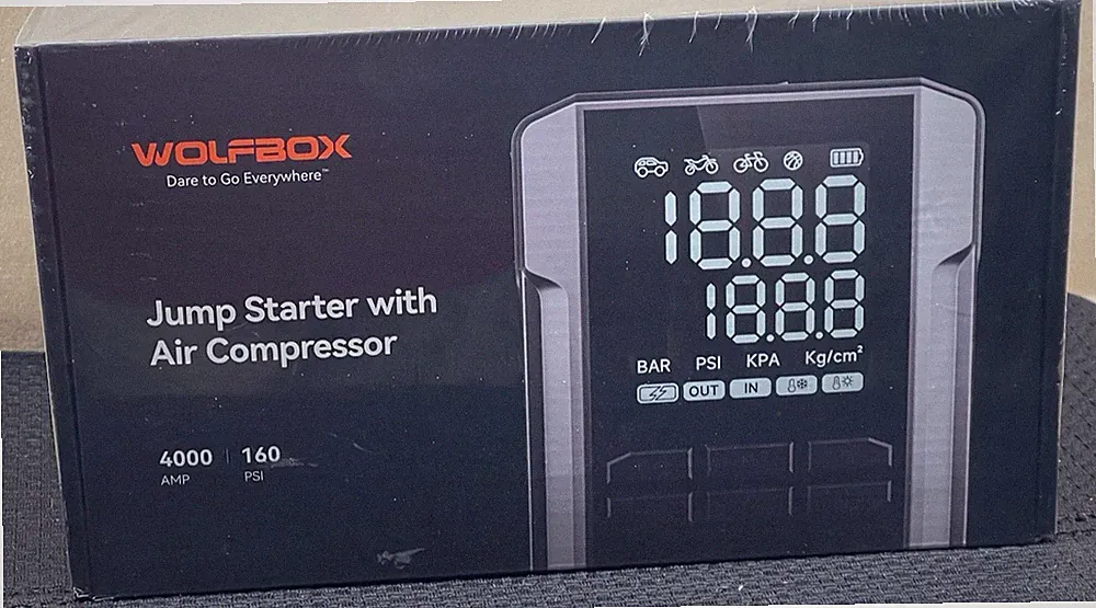 WOLFBOX 4000A Jump Starter with 160PSI Air Compressor, 12V Car Battery Boost...