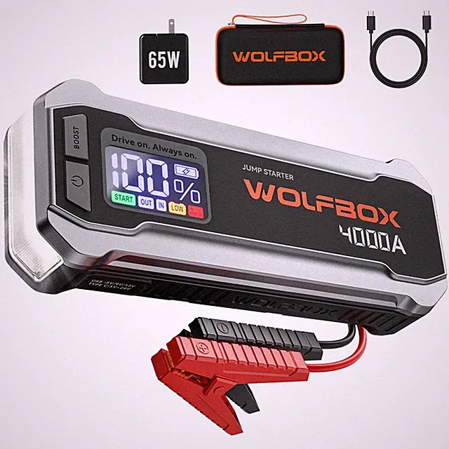 WOLFBOX Jump Starter w/ Air Compressor 4000A Portable 12V Car Booster