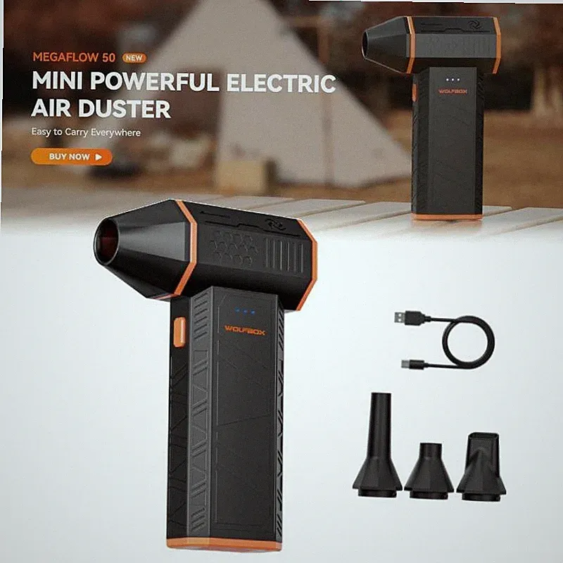 WOLFBOX MF50 Electric Air Duster Mini Blower Turbo Fan for PC, Toys and Car